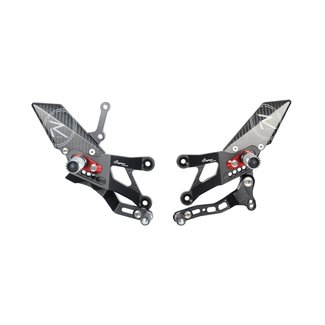 LIGHTECH Racing Adjustable/Foldable Rearset Standard Shifting Black/Red Yamaha R3 FTRYA013R