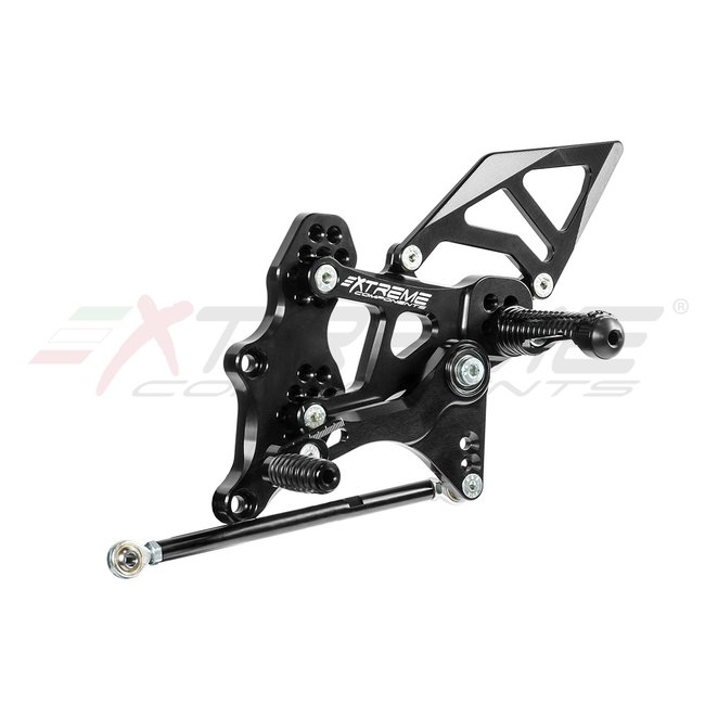 Extreme Components GP EVO rear sets kit  for Yamaha R3 (2015/2021) (standard and reverse shifting) with aluminium heel guard (black) (shift rod for quickshifter)