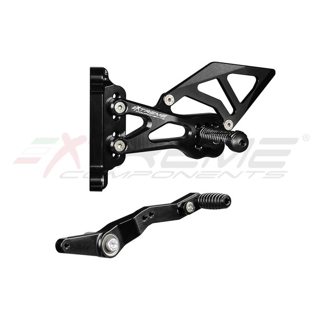 Extreme Components GP EVO rear sets kit for BMW S1000RR / M1000RR (2019/2022)(standard and reverse shifting) with aluminium heel guard (black)