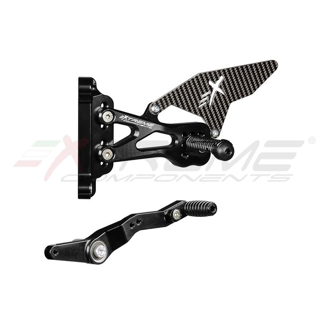 Extreme Components GP EVO rear sets kit for BMW S1000RR / M1000RR (2019/2022)(standard and reverse shifting) with carbon fiber heel guard (black)