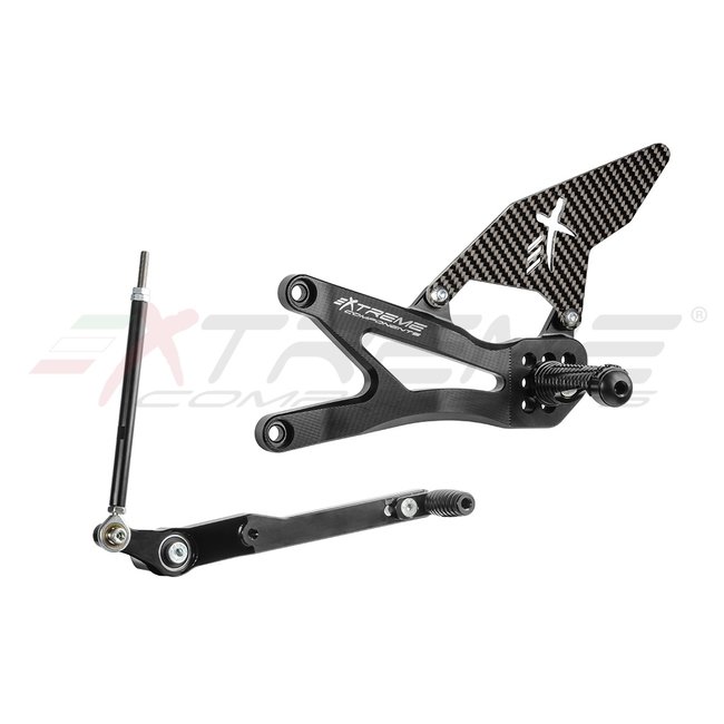 Extreme Components GP EVO rear sets kit for Honda CBR 1000 RR-R / SP (2020/2022) (standard shifting) with carbon fiber heel guard (black)