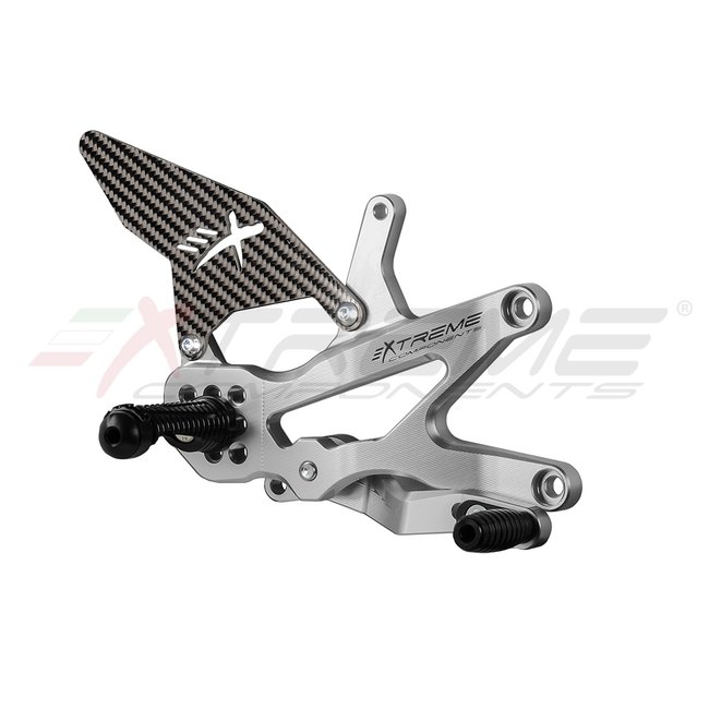 Extreme Components GP EVO rear sets kit for Honda CBR 1000 RR-R / SP (2020/2022) (reverse shifting) with carbon fiber heel guard (silver)