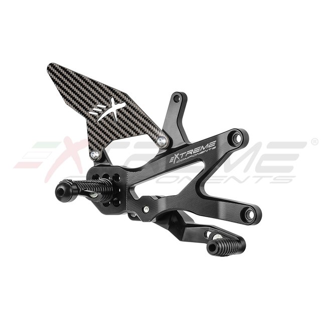Extreme Components GP EVO rear sets kit for Honda CBR 1000 RR-R / SP (2020/2022) (reverse shifting) with carbon fiber heel guard (black)