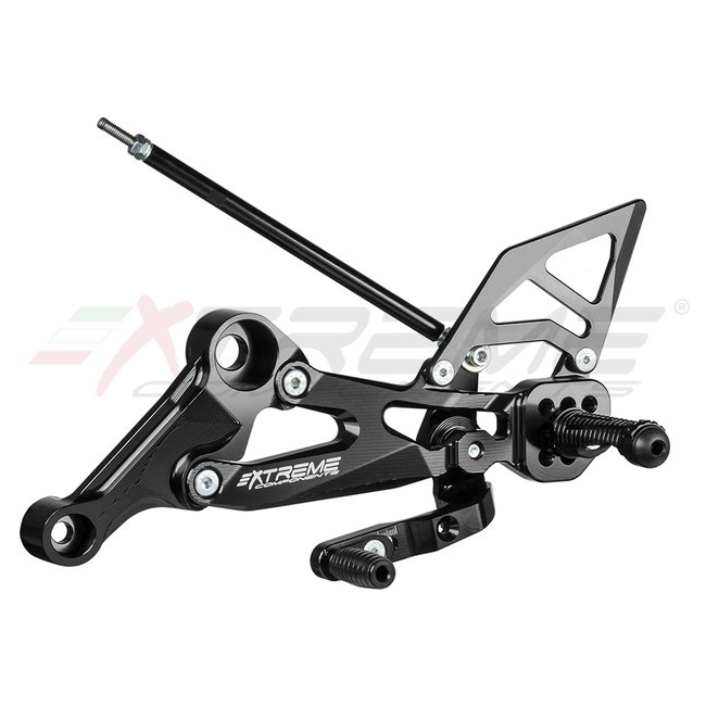 Extreme Components GP EVO rear sets kit for Aprilia RS660 / Tuono 660 (2020/2022) (standard and reverse shifting) with aluminium heel guard (black)