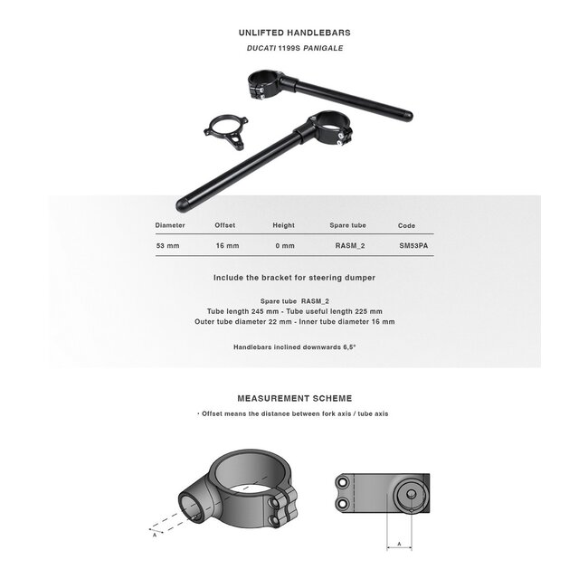 Bonamici Racing Clip-ons diameter 53mm Ducati Panigale