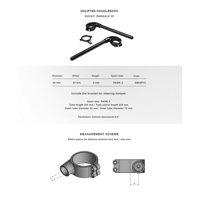 Bonamici Racing Clip-ons diameter 53mm Ducati Panigale V2