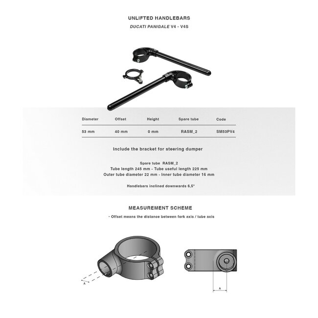 Bonamici Racing Clip-ons diameter 53mm Ducati Panigale V4