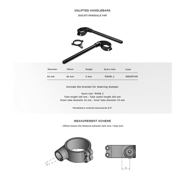 Bonamici Racing Clip-ons diameter 53mm Ducati Panigale V4R
