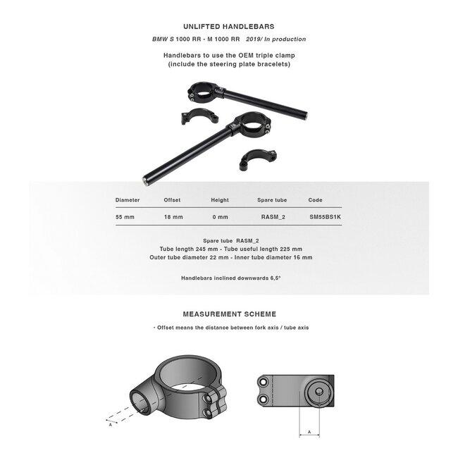 Bonamici Racing Clip-ons diameter 55mm verhoogd  BMW S 1000 RR/M 1000 RR 19-23
