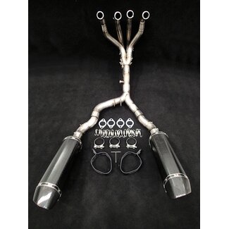 Kawasaki Z1000 Dual Titanium Exhaust System with Carbon Fibre Muffler