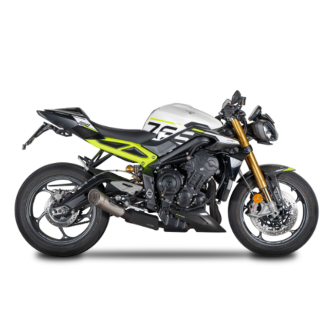 Spark EURO 5 Low Full System: RVS Voorbochten + GRID-O Demper Triumph Street Triple 765 RS/R/Moto2 (2023-2025)
