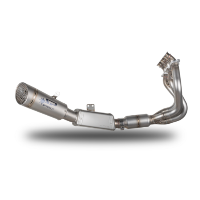 Spark EURO 5 Low Full System: RVS Voorbochten + GRID-O Demper Triumph Street Triple 765 RS/R/Moto2 (2023-2025)