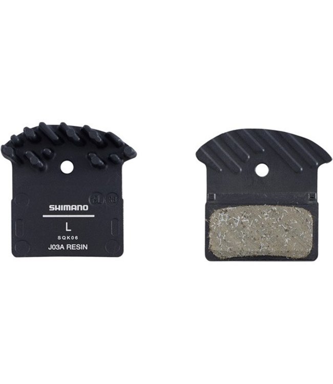 Shimano J03A disc brake pads and spring, alloy backed with cooling fins, resin