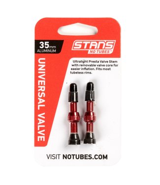 Stans NoTubes Stan's NoTubes Alloy Valve Stem 35mm Universal, Red, Pair