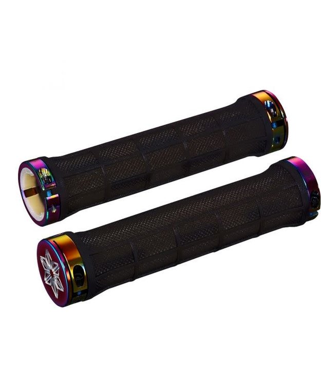 SupaCaz Moto-x Locking Grips, Black w/Oil Slick Clamps