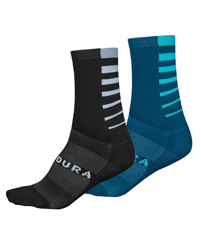 Endura CoolMax® Stripe 2-P Socks, Electric Blue: L-XL
