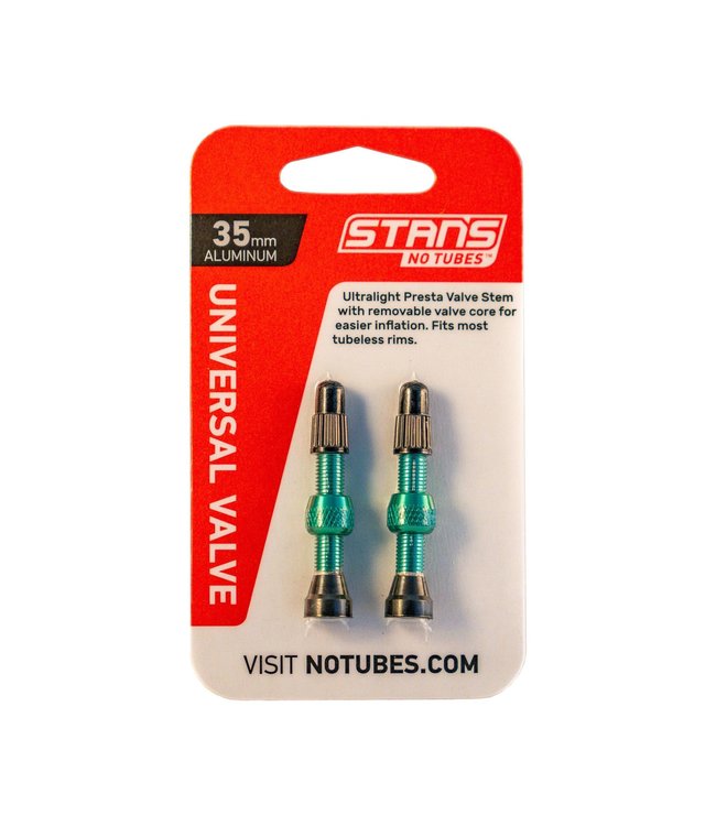 Alloy Presta Valve Stem, 35mm Universal, Pair - Aqua