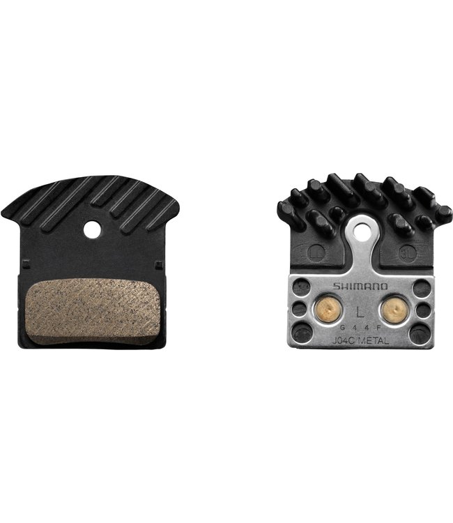 Shimano J04C disc brake pads and spring, cooling fins, alloy backed, sintered