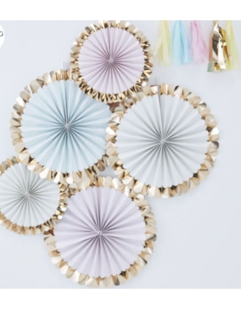 Gingerray GOLD FOILED PASTEL FAN DECORATIONS