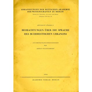 Akademie Verlag Beobachtungen über die Sprache des Buddhistischen Urkanons, von Heinrich Lüders