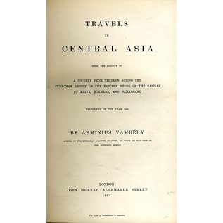 John Murray Travels in Central Asia, by Armenius Vambery