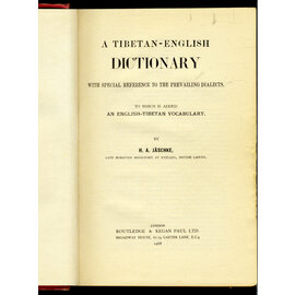Routledge & Kegan Paul London A Tibetan English Dictionary, by H. Jäschke