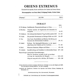 Oriens Extremus Oriens Extremus, 1. Jahrgang1954  (1), ed. Oscar Benl, Wolfgang Franke, Walter Fuchs