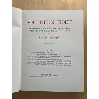 Lithographic Institute of the General Staff of the Swedish Army, Stockholm Southern Tibet (Volume VIII), by Sven Hedin