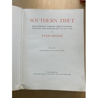 Lithographic Institute of the General Staff of the Swedish Army, Stockholm Southern Tibet (Volume IV), by Sven Hedin