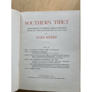 Lithographic Institute of the General Staff of the Swedish Army, Stockholm Southern Tibet (Volume IX), by Sven Hedin