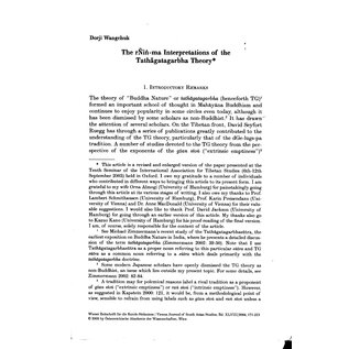 Wiener Zeitschrift für die Kunde Südasiens Die rNiing-ma Interpretations of the Tathagatagarbha Theory, by Dorji Wangchuk