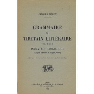 Librairie D'Amerique et D'Orient Maisonneuve Grammaire du Tibétaine Litteraire, par Jacques Bacot