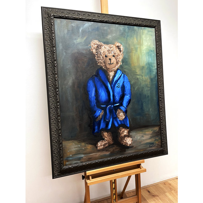 Olieverf schilderij- 80x100 cm -Rick Triest -Sir Bobby de teddybeer - ‘’Sir Bobby @ home’’