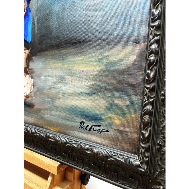 Olieverf schilderij- 80x100 cm -Rick Triest -Sir Bobby de teddybeer - ‘’Sir Bobby @ home’’