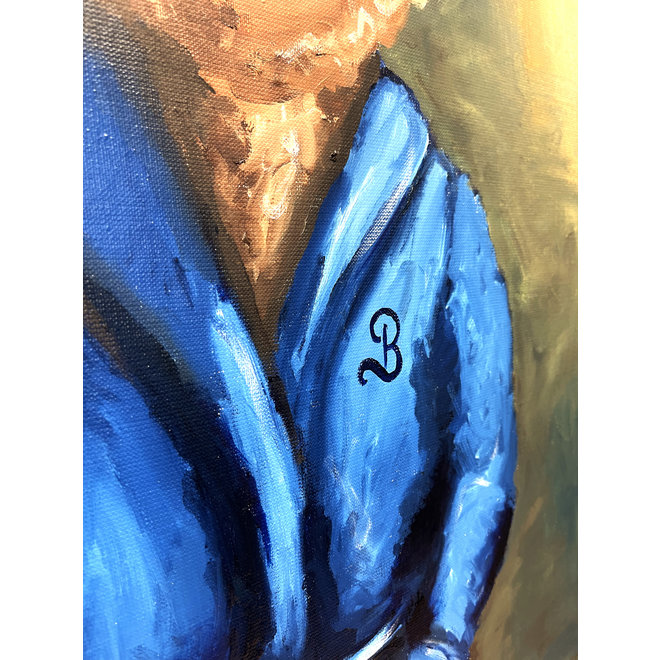 Olieverf schilderij- 80x100 cm -Rick Triest -Sir Bobby de teddybeer - ‘’Sir Bobby @ home’’