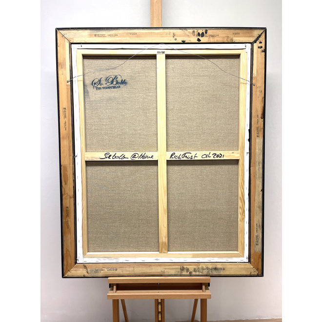 Painting - Rick Triest - 80x100 cm - Sir Bobby the Teddybear - ‘’Sir Bobby @ home’’