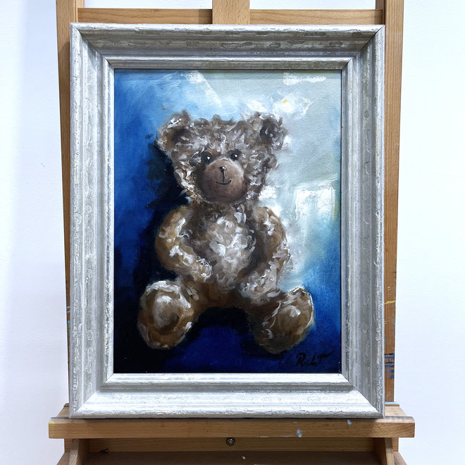 Painting - Rick Triest - 30x40 cm -Rick Triest -Sir Bobby de teddybeer -   ''Classic Bobby in blue''