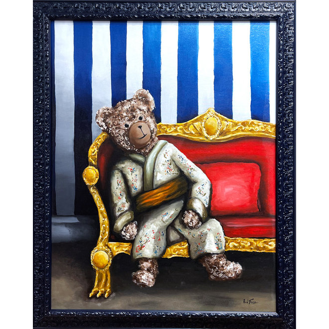 Oil painting - Rick Triest - 80x100 cm - Sir Bobby the Teddybear - inspired by Breitner - Sir Bobby in kimono