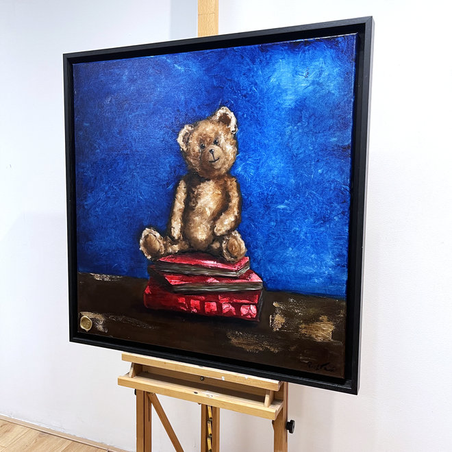 Oil painting - Rick Triest - 80x80 cm - Sir Bobby the Teddybear - Classic Sir Bobby - Bedtime Story's