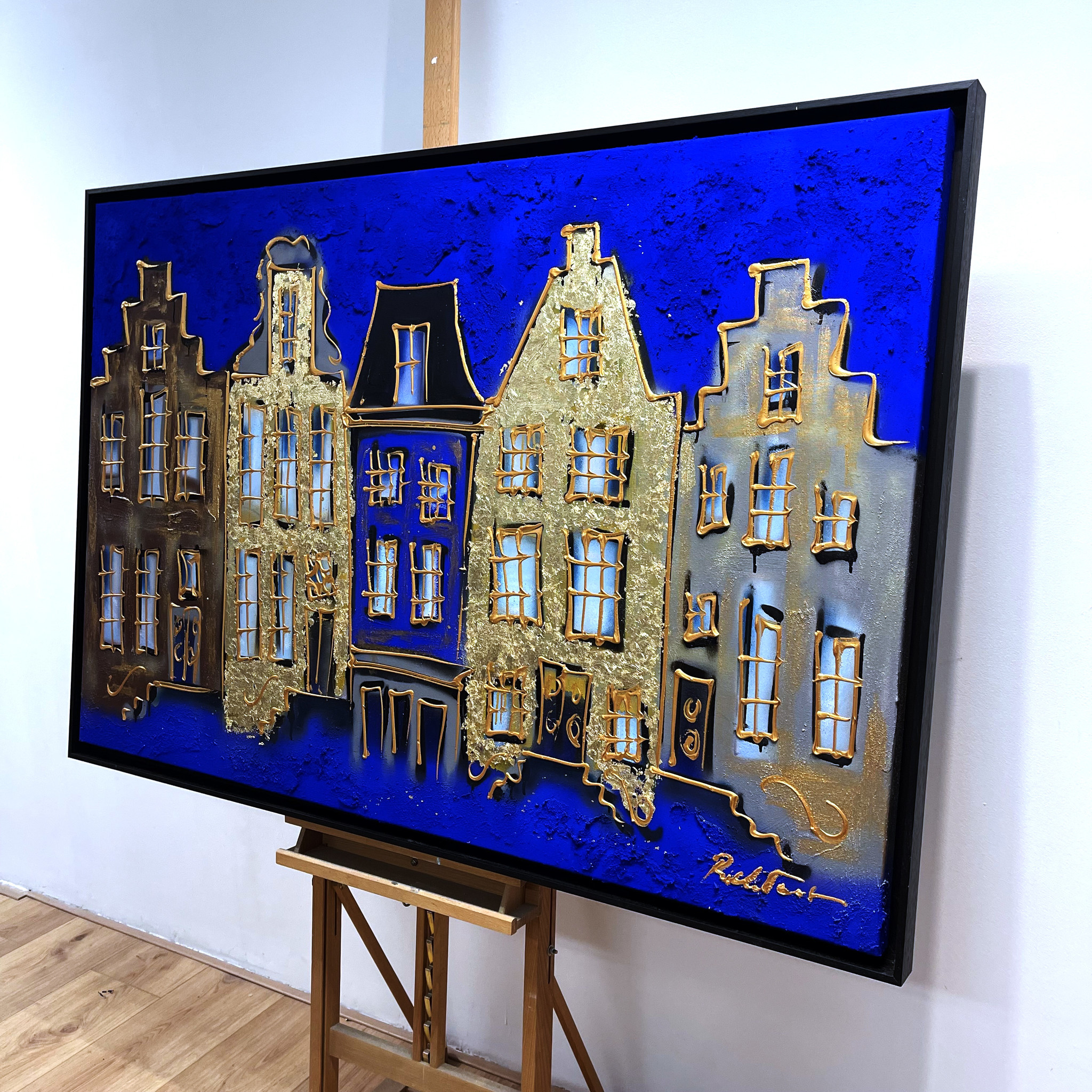 autobiografie Compliment plank Schilderij -100x150 cm -Amsterdam "Herengracht"- Yves klein Blue - Rick  Triest