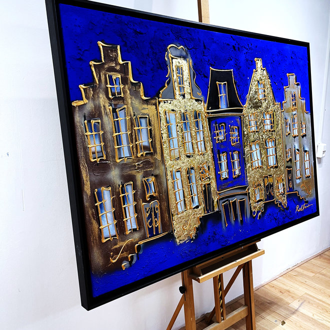 Painting - Rick Triest - 100x150 cm -Amsterdam "Herengracht"- Yves klein Blue & Gold