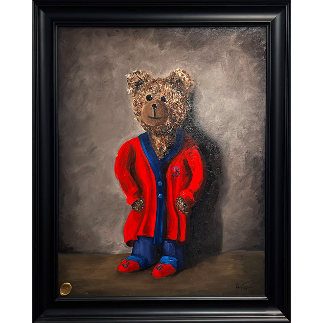 Oil painting - Rick Triest - 80x100 cm - Sir Bobby in red dressing gown