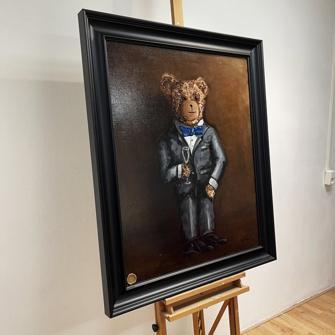 Painting - Rick Triest - 80x100 cm - Sir Bobby the Teddybear -  ‘’Sir Bobby is ready for the party (pre-party)’’