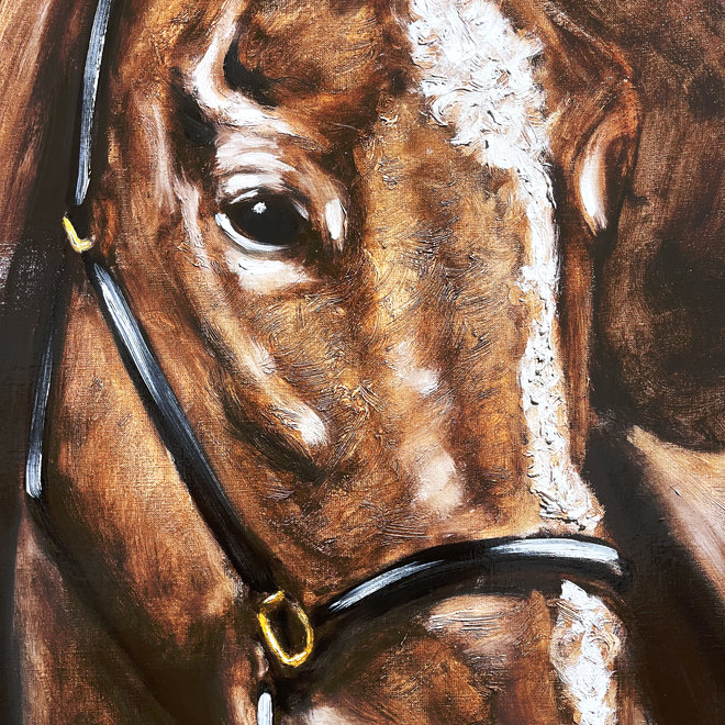 Schilderij - Master Series - 80x160 cm -Rick Triest -  ''Portret van een Beauty - paard''