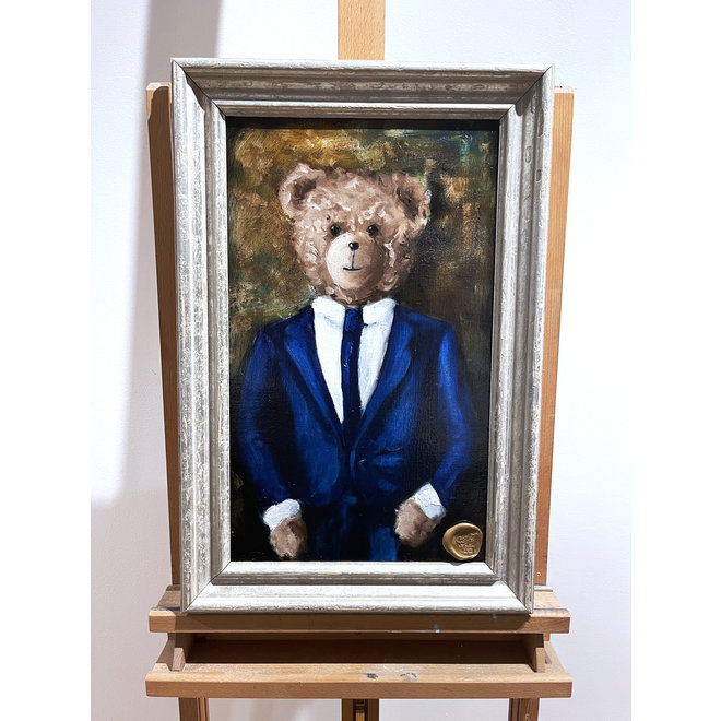 Oil painting - Rick Triest - 30x50  cm - Sir Bobby the Teddybear - Classic Sir Bobby's Portrait