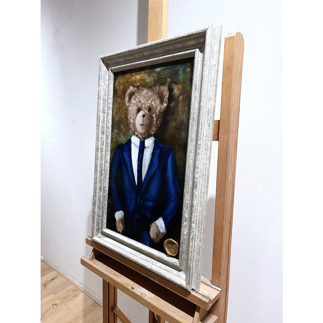 Oil painting - Rick Triest - 30x50  cm - Sir Bobby the Teddybear - Classic Sir Bobby's Portrait