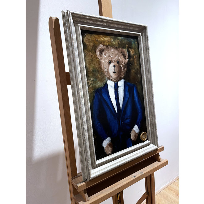 Oil painting - Rick Triest - 30x50  cm - Sir Bobby the Teddybear - Classic Sir Bobby's Portrait