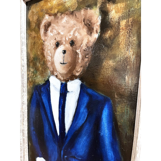 Oil painting - Rick Triest - 30x50  cm - Sir Bobby the Teddybear - Classic Sir Bobby's Portrait