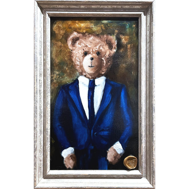 Olieverf schilderij- 30x50 cm -Rick Triest -Sir Bobby de teddybeer - Classic Sir Bobby's Portrait