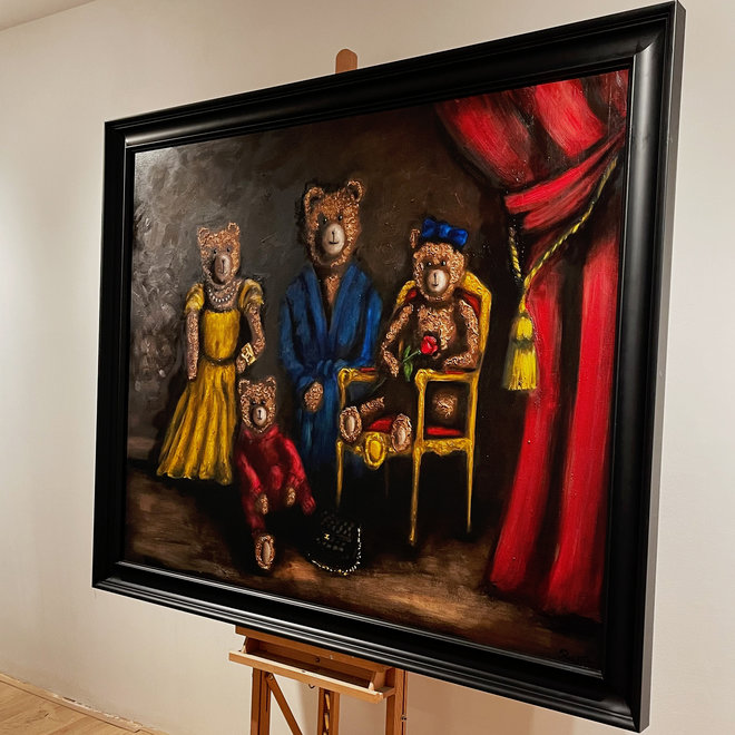 Painting - Master Series - 120x150 cm - Rick Triest -Sir Bobby de teddybeer - '' Familie portret Lady & Sir Bobby met Junior Bobby's ''